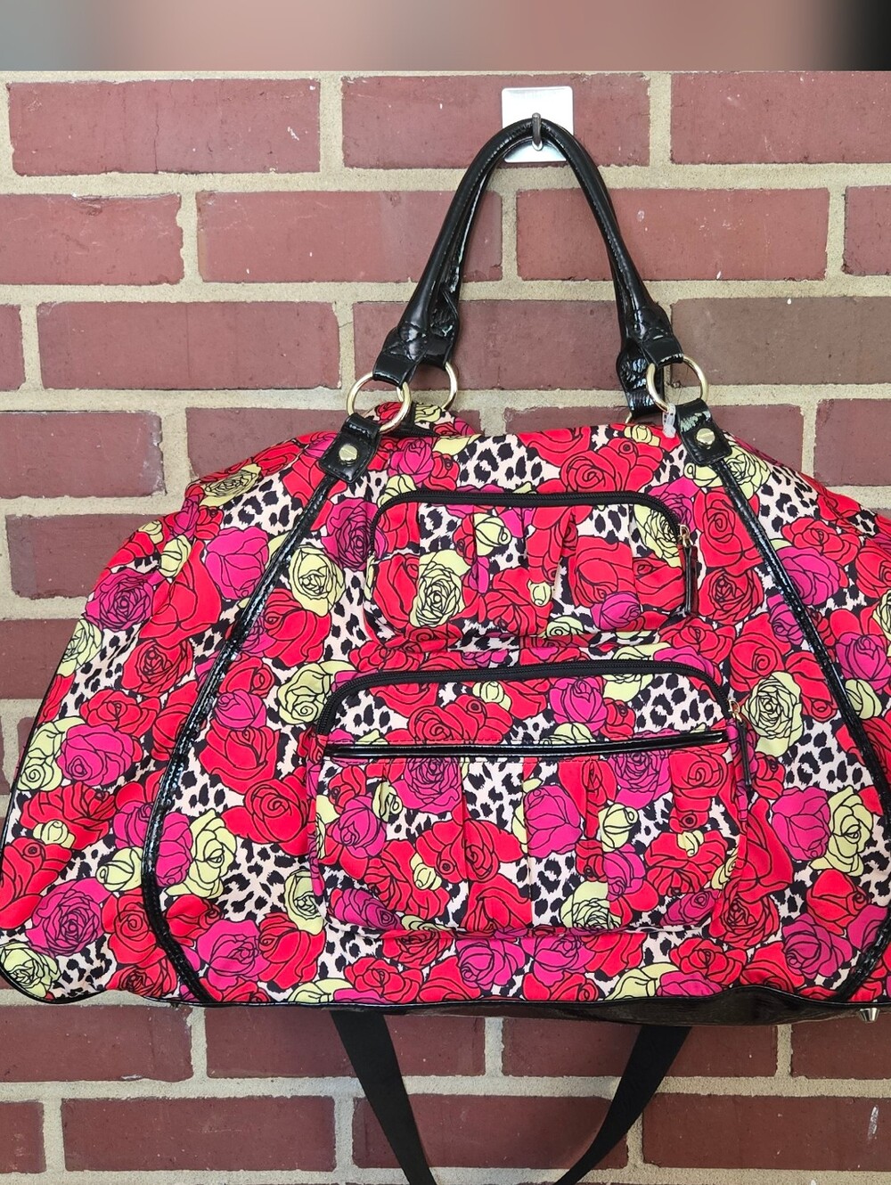 Betsey Johnson Y2K Rose Leopard Weekender Duffel Travel Bag NWOT - Picture 2 of 11